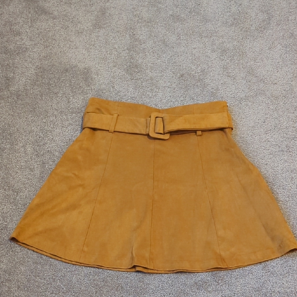 Zara Gold A-Line Skirt with Belt